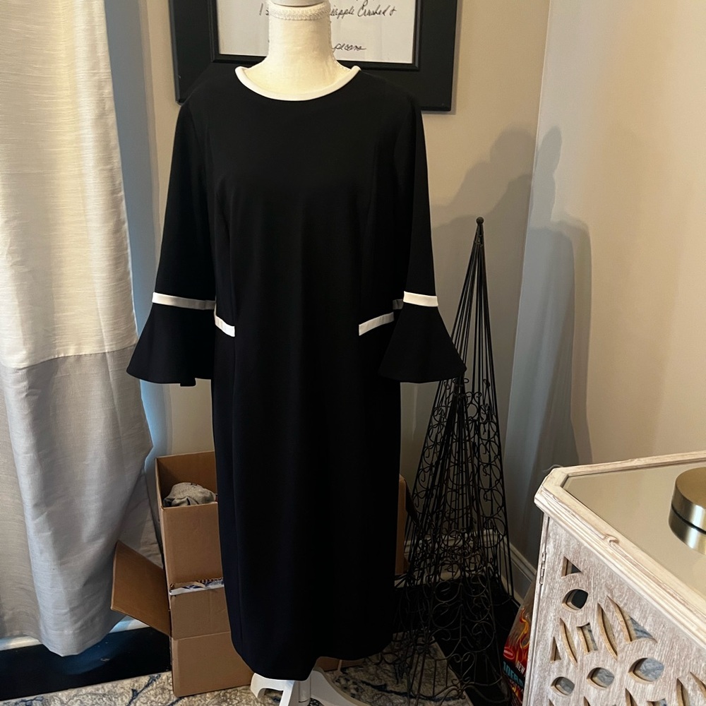 Calvin Klein Black Dress with White Trim